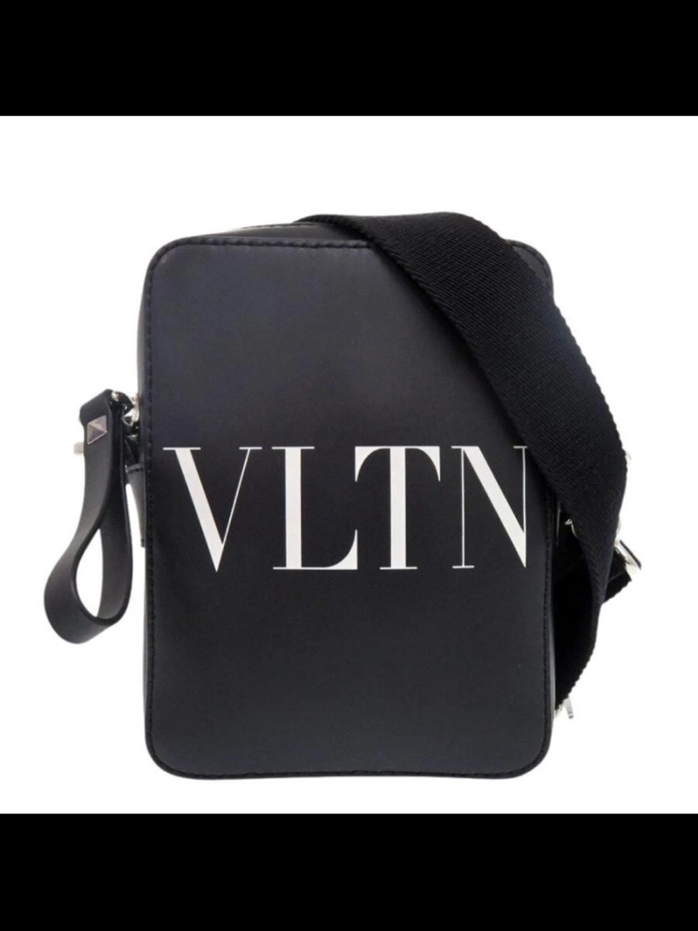 Valentino Garavani VLTN Black Leather Messenger Bag